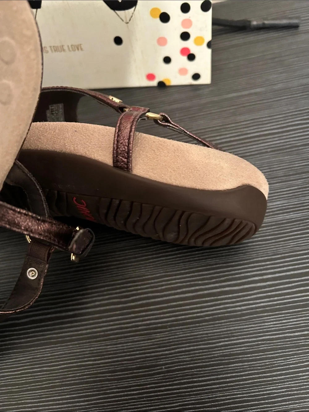 Vionic Metallic Brown T-Strap Sandals